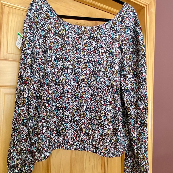 The Loft Dark Floral Ditsy Long Sleeve Work Office Blouse Top XL Spring Summer - Picture 6 of 7